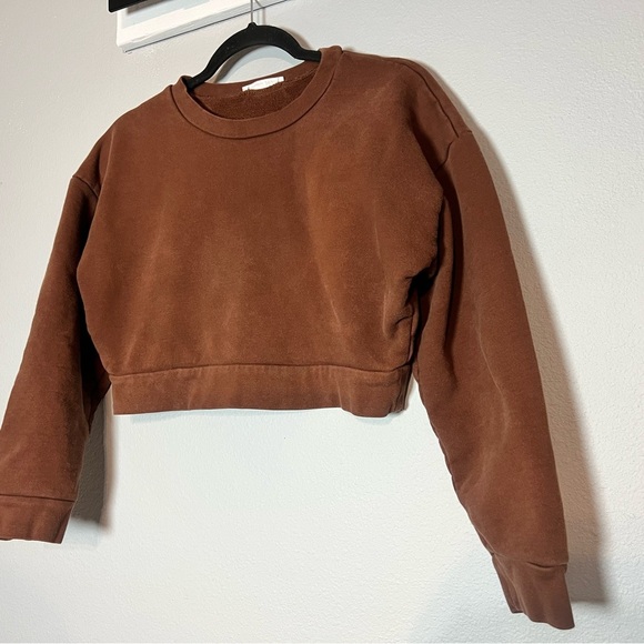Reformation Brown Cropped Sweatshirt Size XS Flaw Discoloration - Picture 6 of 10